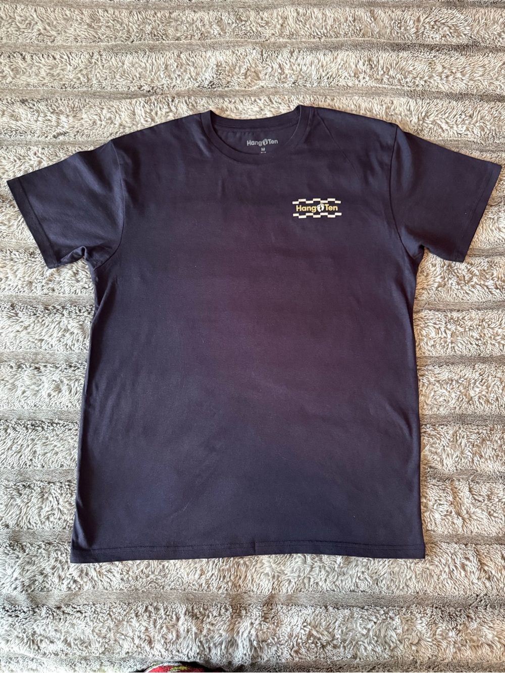 Hang Ten Black Short Sleeve Crew Tee with Small Yellow Logo